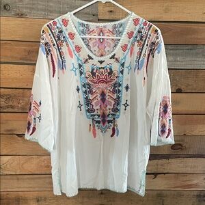 Embroidered White Boho Top